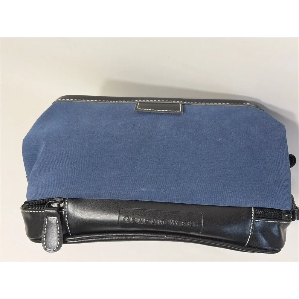 RARE Vintage Graham Webb Promotional Toiletry/Cosmetic Bag  Blue/Black EUC